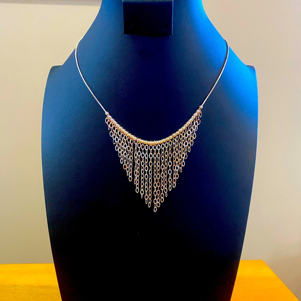 Delicate silver bib necklace